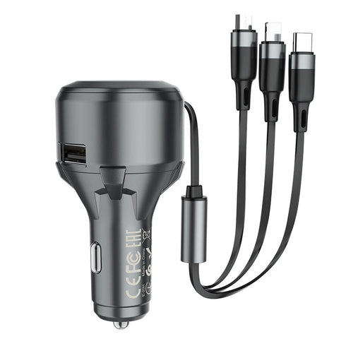 Hoco S27 Car charger With 3 In1 Cable + Usb
